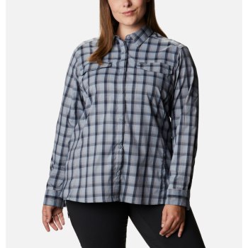 Columbia Silver Ridge Lite Plaid Long Sleeve Plus Size, Camisa Grises Para Mujer | 093276-GCU